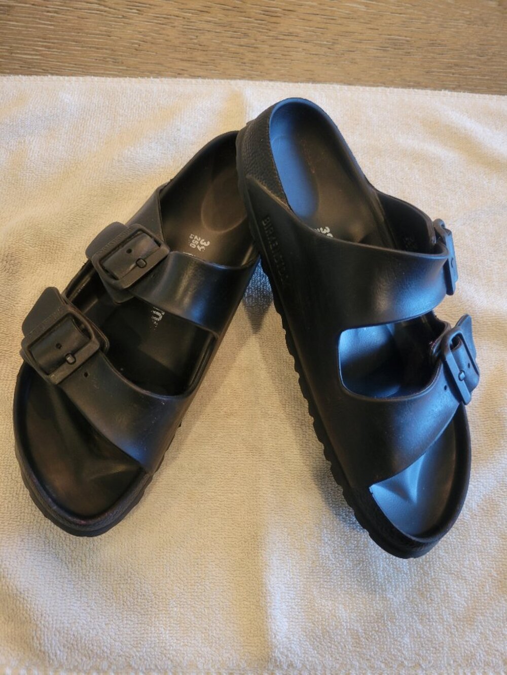 2 Pair Birkenstock Arizona EVA Sandals Black Blue Women's 39 US 8-8.5 - Picture 4 of 15